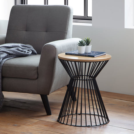 Jersey Round Wire Lamp Table - Light Brown - JER004