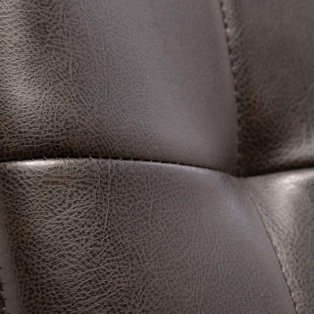 Elegant Dark Brown PU Dining Chair with Brushed Brass Legs