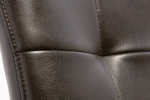 Elegant Dark Brown PU Dining Chair with Brushed Brass Legs