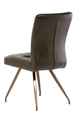 Elegant Dark Brown PU Dining Chair with Brushed Brass Legs