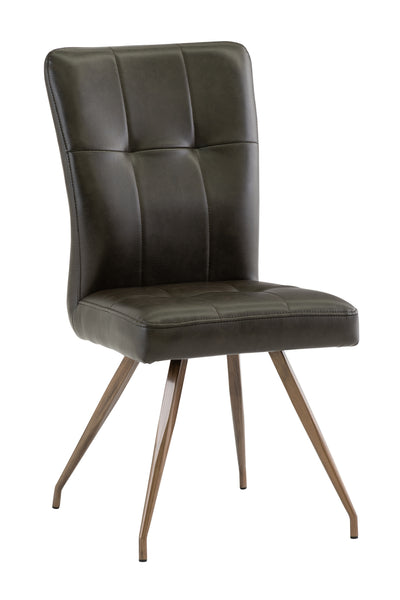Elegant Dark Brown PU Dining Chair with Brushed Brass Legs