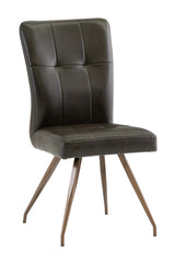 Elegant Dark Brown PU Dining Chair with Brushed Brass Legs