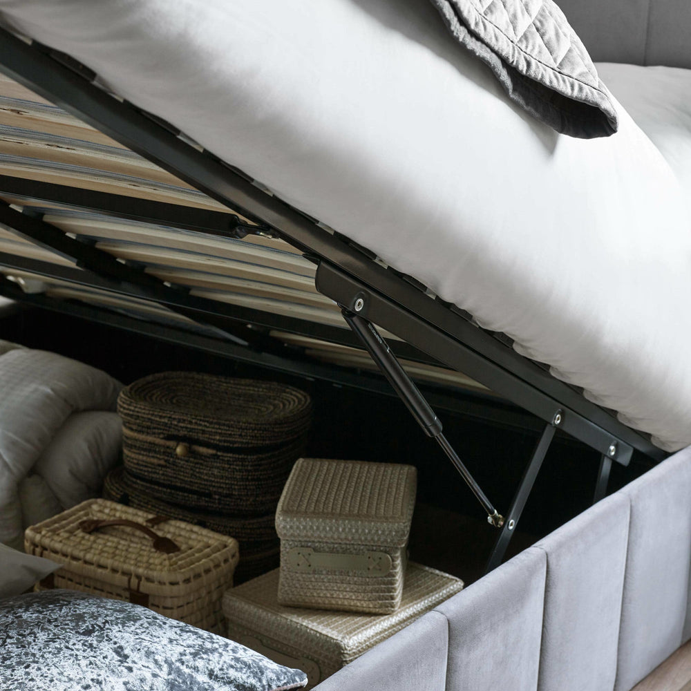 Katie Ottoman Storage Bed - Grey / 135cm - KAT301