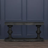 180cm Black Distressed Console Table with Drawers