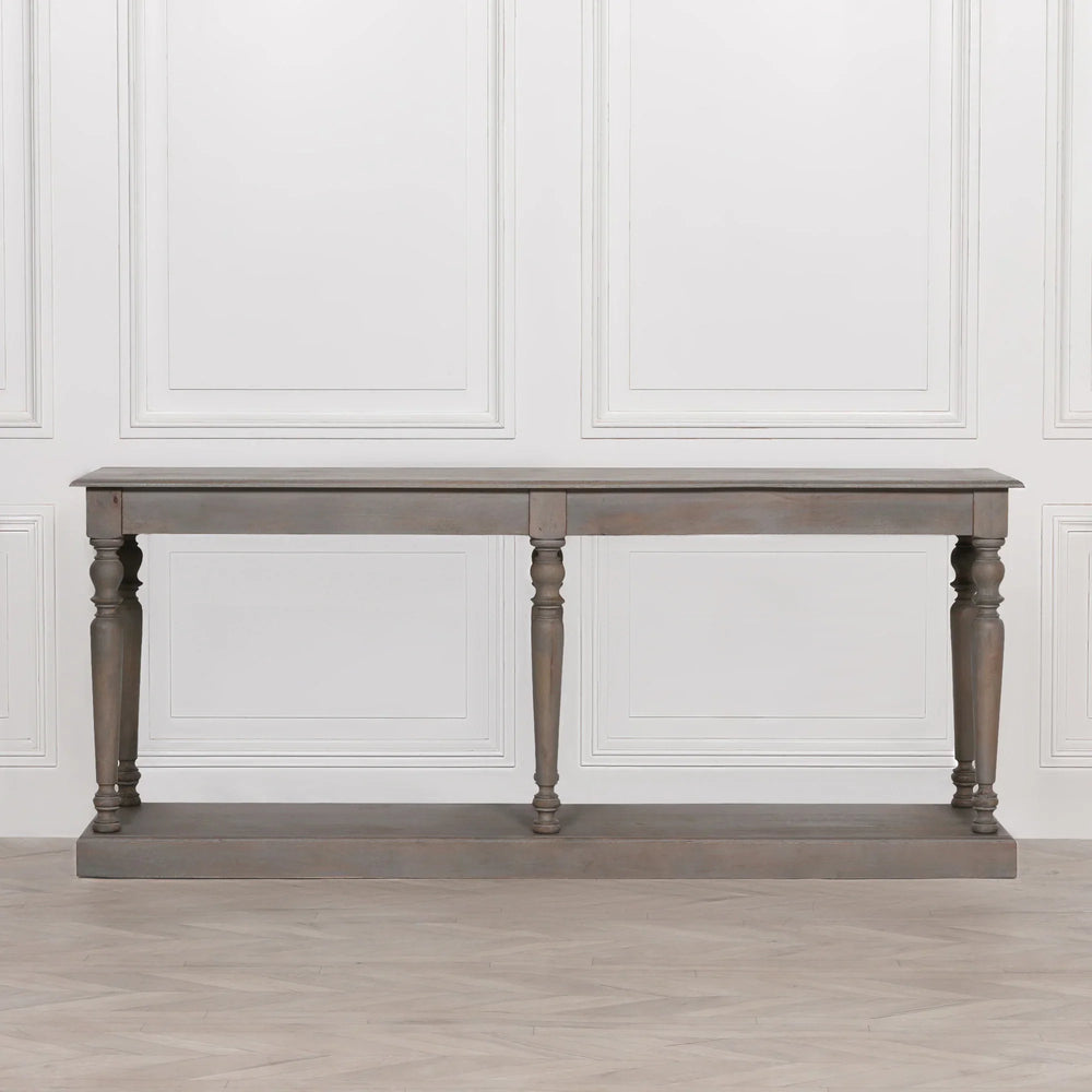 Rustic Wooden Column Leg Console