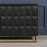 Black Wooden Diamond Pattern Sideboard