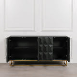 Black Wooden Diamond Pattern Sideboard