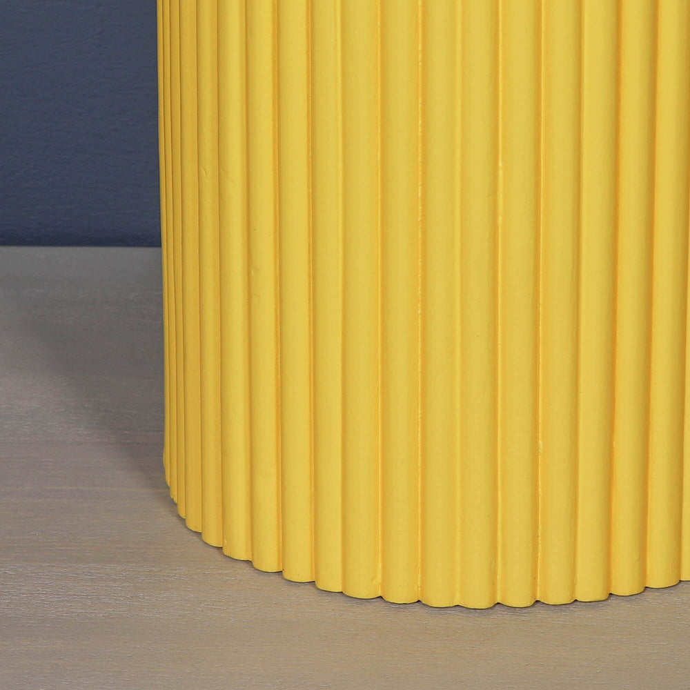 Ribbed Yellow Round Side Occasional Table
