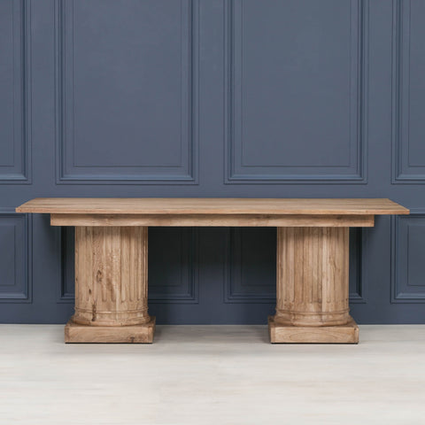 Wooden Column Rectangular Dining Table 220cm