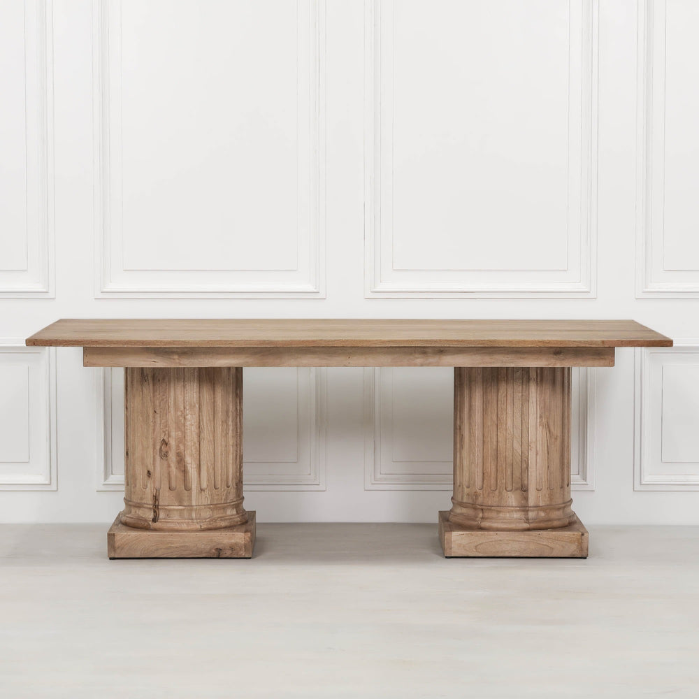 Wooden Column Rectangular Dining Table 220cm