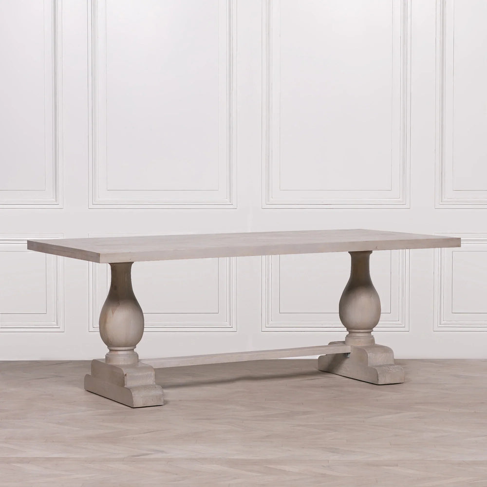 Blanche Wood Rustic Washed Rectangular Dining Table 210cm
