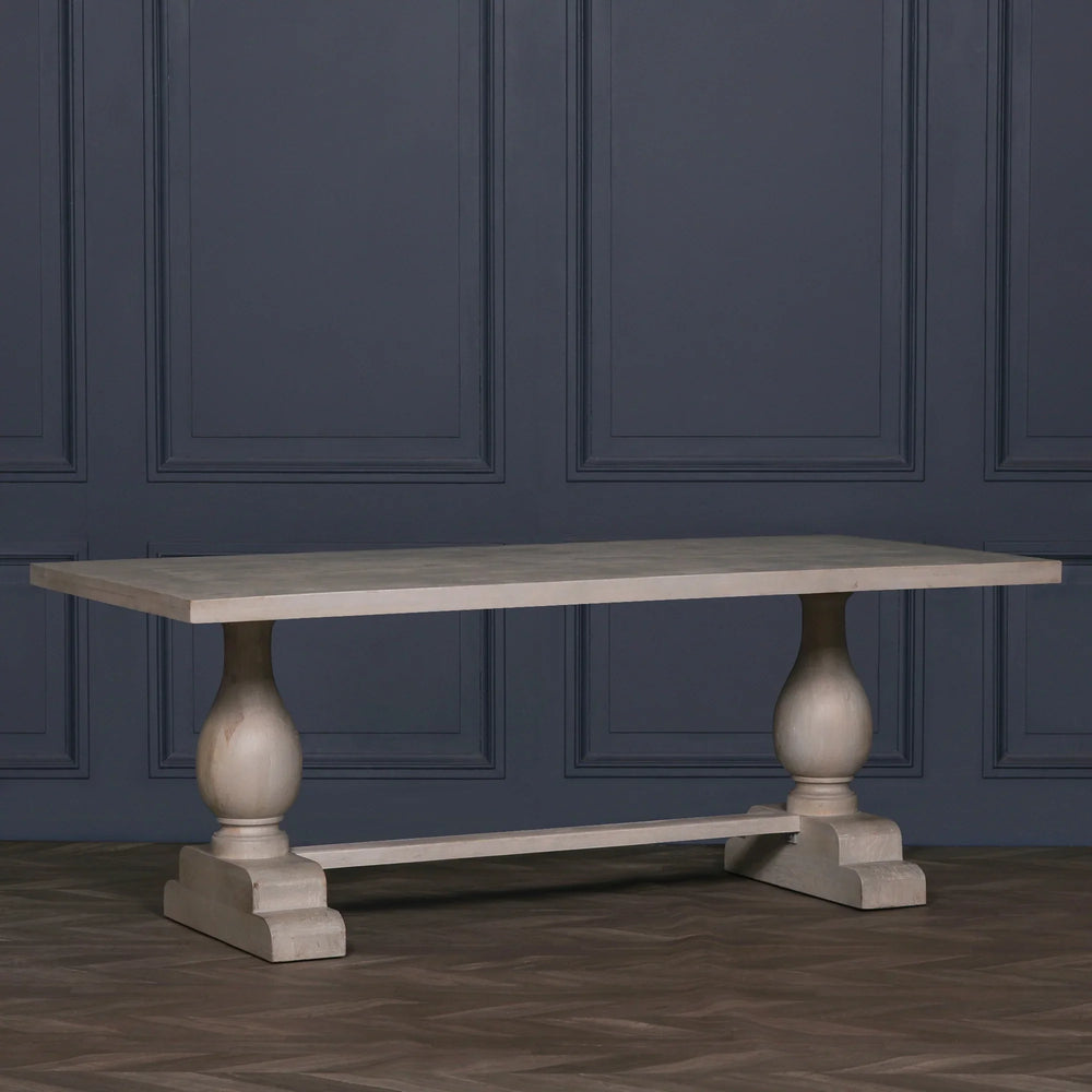 Blanche Wood Rustic Washed Rectangular Dining Table 210cm