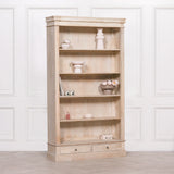 Blanche Wooden Rustic Single Open Bookcase with Drawers