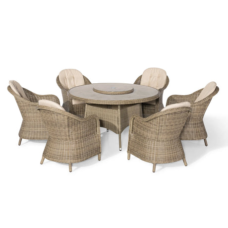 Winchester 6 Seat Round Dining Set with Heritage Chairs and Lazy Susan - Ceramic Top