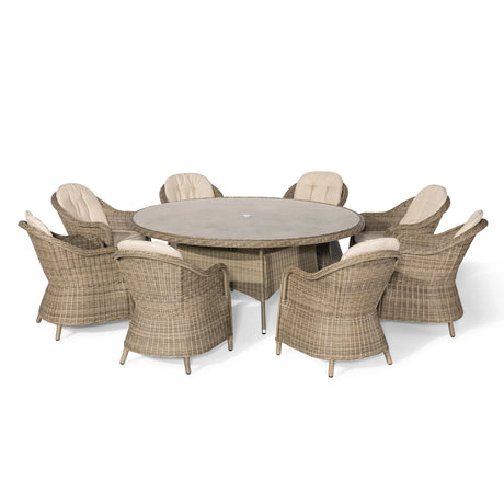 Winchester 8 Seat Round Dining Set with Heritage Chairs and Lazy Susan - Ceramic Top