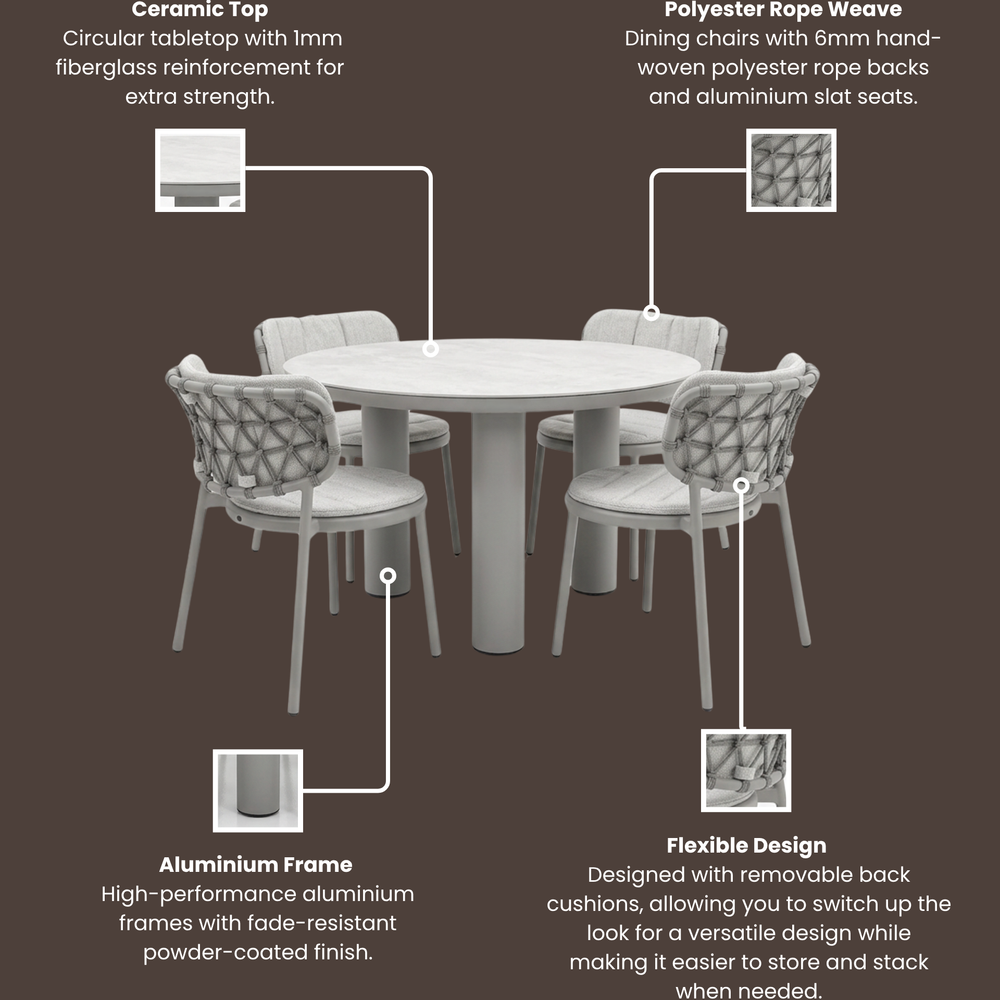 Image of KOKO 4-Seater Dining Table & Chairs