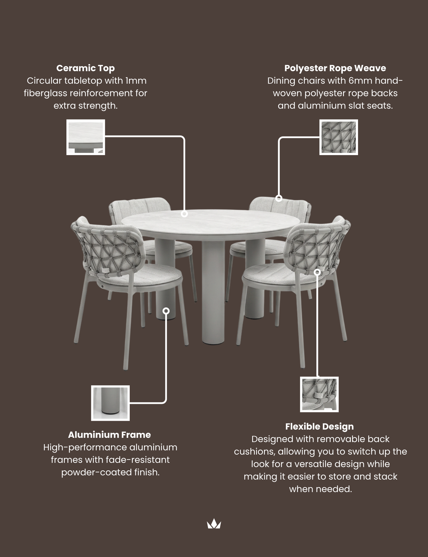 Image of KOKO 4-Seater Dining Table & Chairs