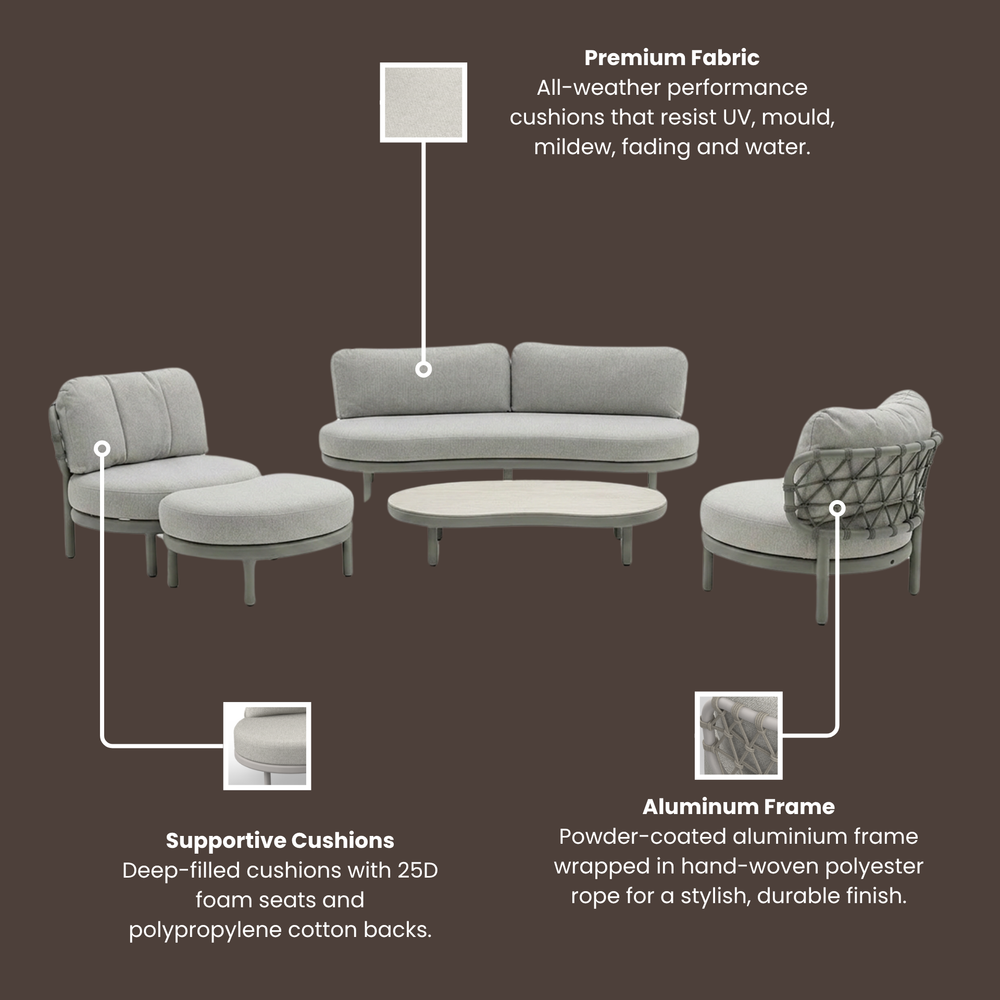 Image of KOKO 5 Seater Lounging Set with Coffee Table & Footstool