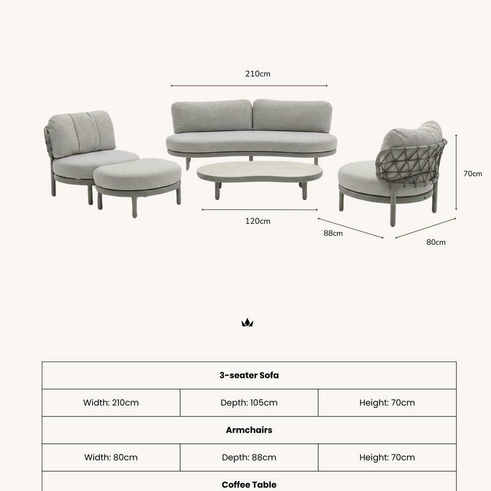 Image of KOKO 5 Seater Lounging Set with Coffee Table & Footstool