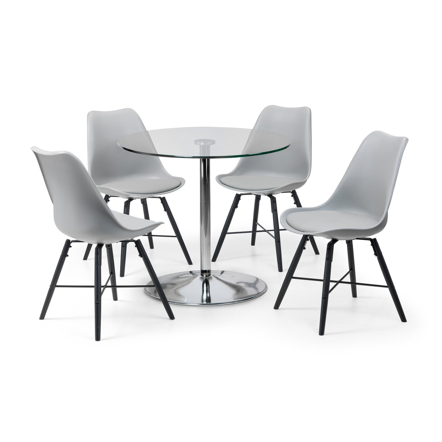 Kudos Chrome And Glass Pedestal Table - Silver - KUD001