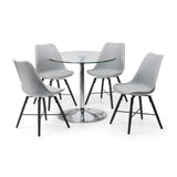 Kudos Chrome And Glass Pedestal Table - Silver - KUD001