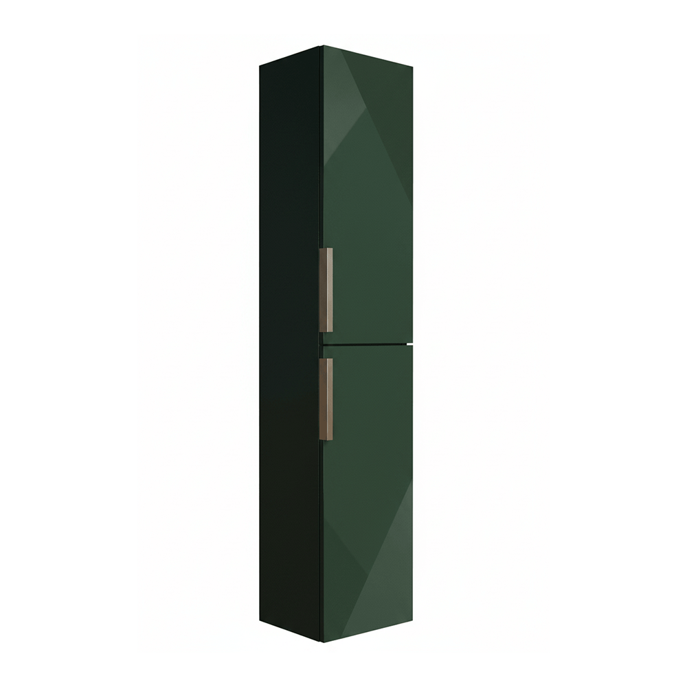 Green cabinet with two doors on a white background