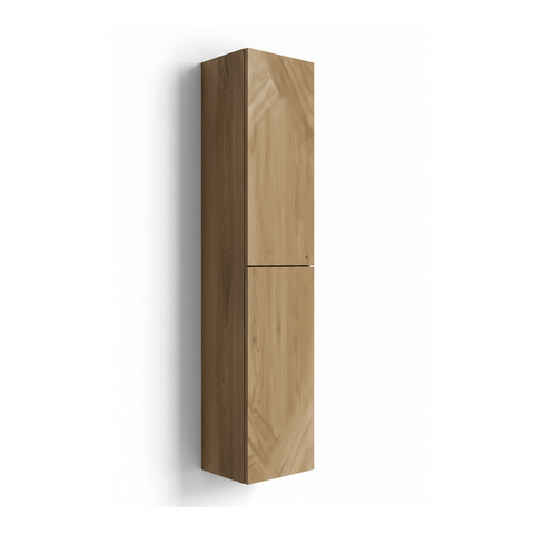 Wooden cabinet with two doors on a white background