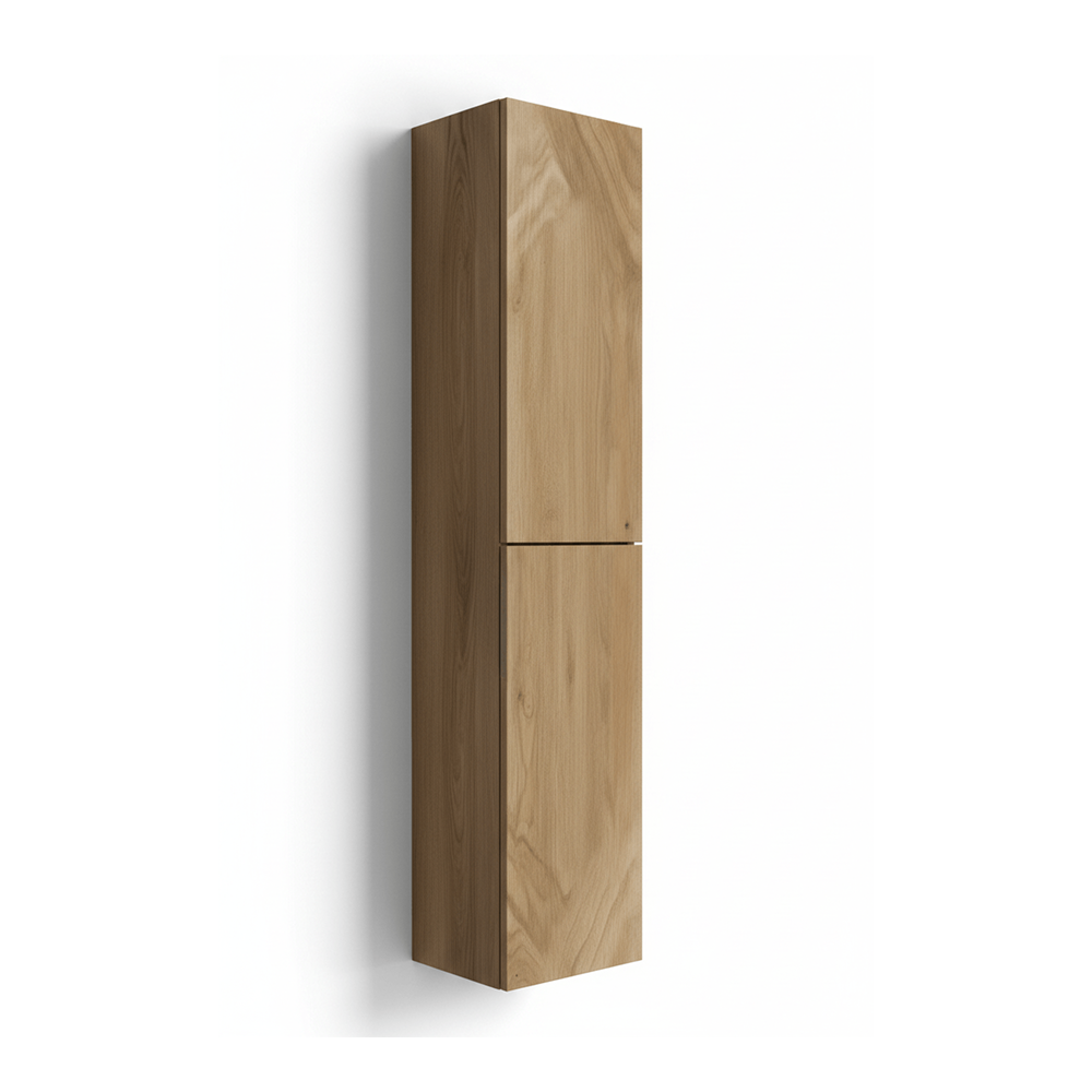Wooden cabinet with two doors on a white background