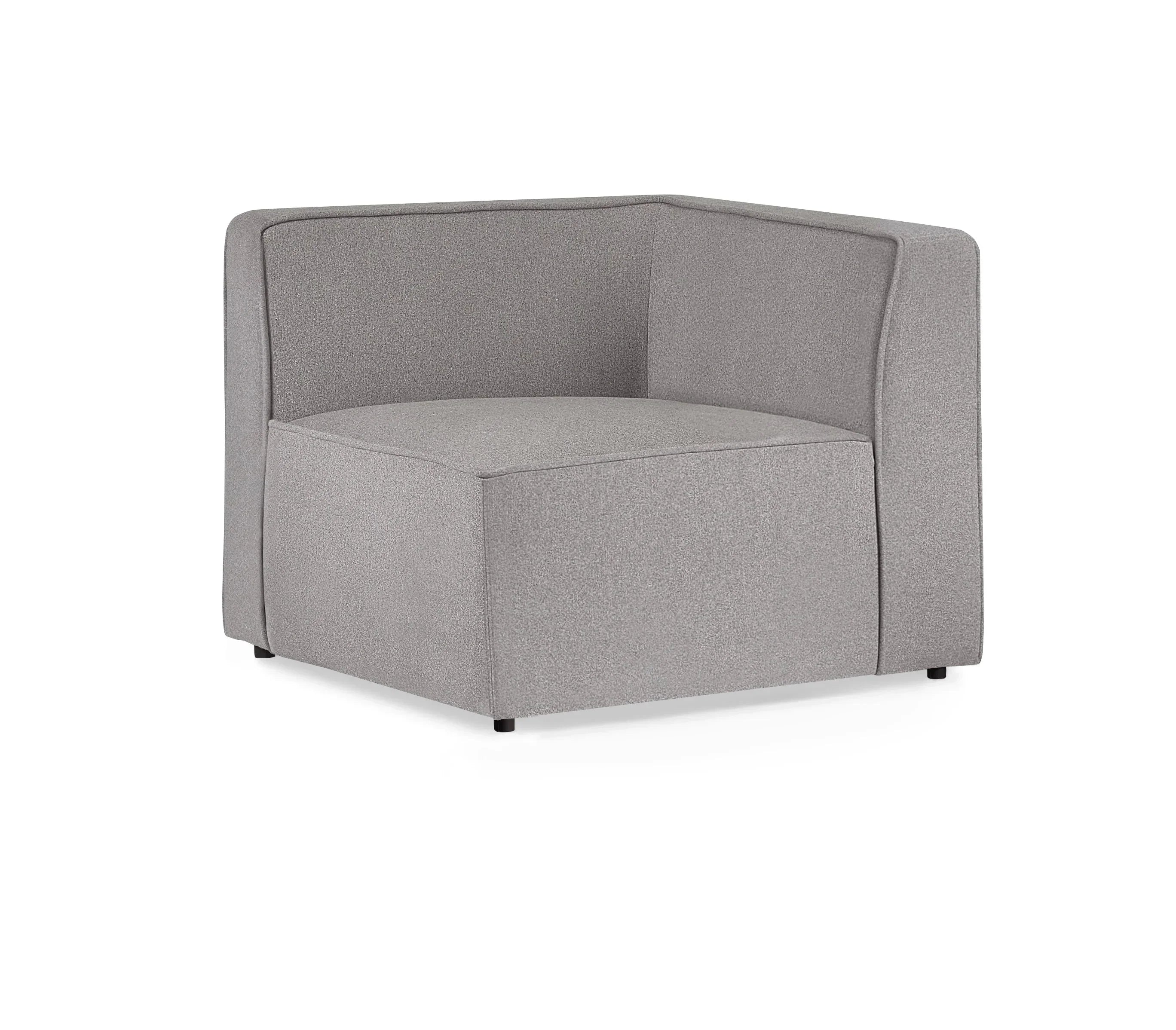 Grey corner sofa unit with straight backrest and upholstered fabric finish