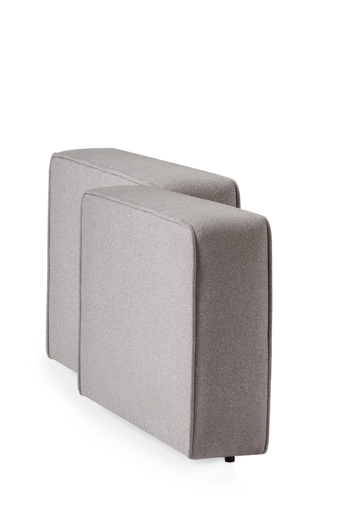 Pair of grey fabric sofa arms for modular sofa, rectangular with clean lines, isolated view