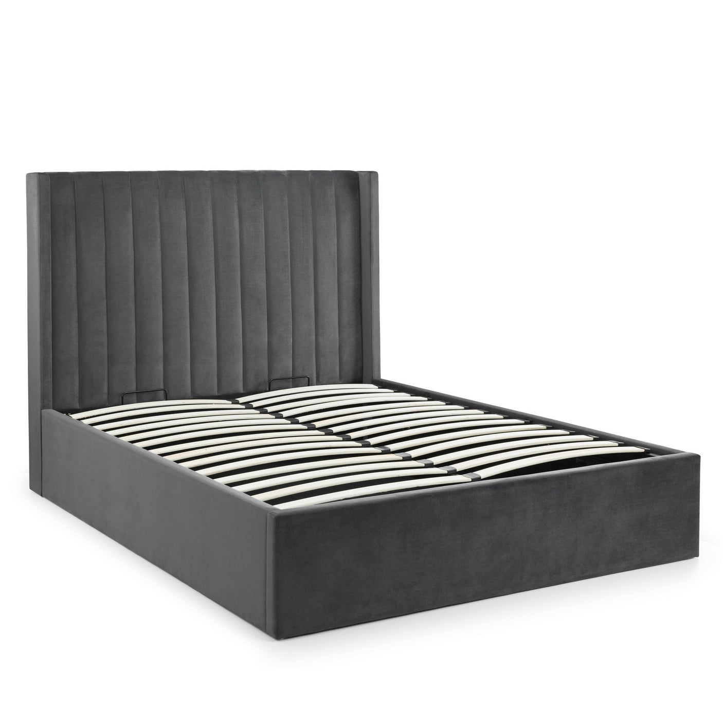 Langham Scalloped Headboard Ottoman Storage Bed - Teal / Double - LAN001
