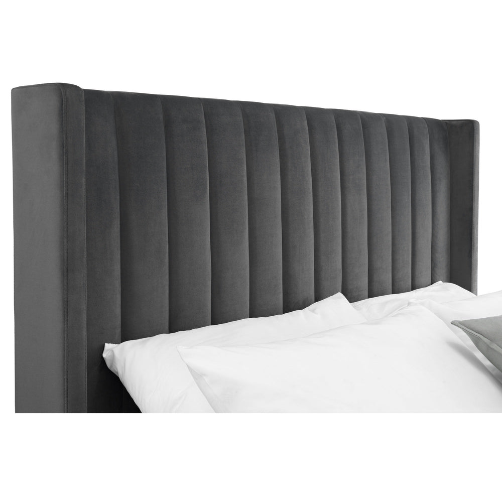 Langham Scalloped Headboard Ottoman Storage Bed - Teal / Double - LAN001