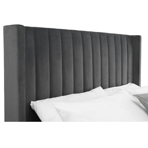 Langham Scalloped Headboard Ottoman Storage Bed - Teal / Double - LAN001