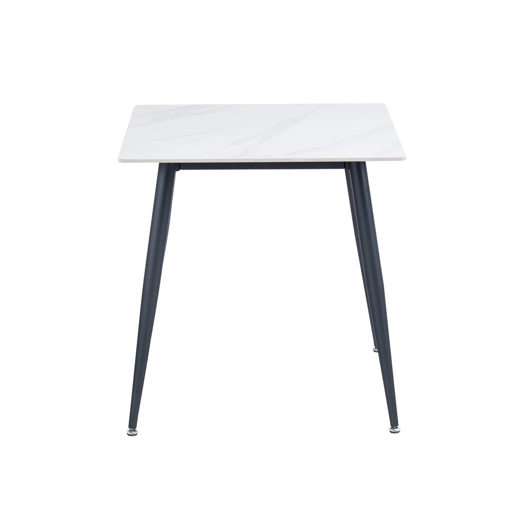 Modern 0.75m Square Dining Table in White and Black Finish