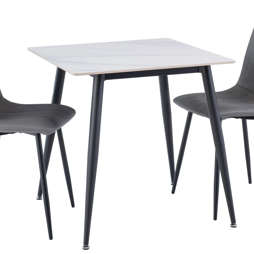 Modern 0.75m Square Dining Table in White and Black Finish