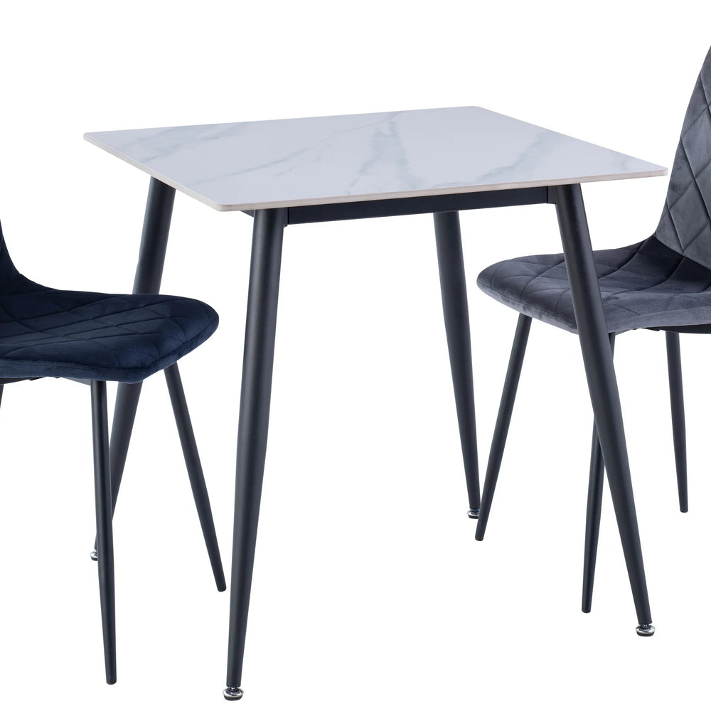 Modern 0.75m Square Dining Table in White and Black Finish