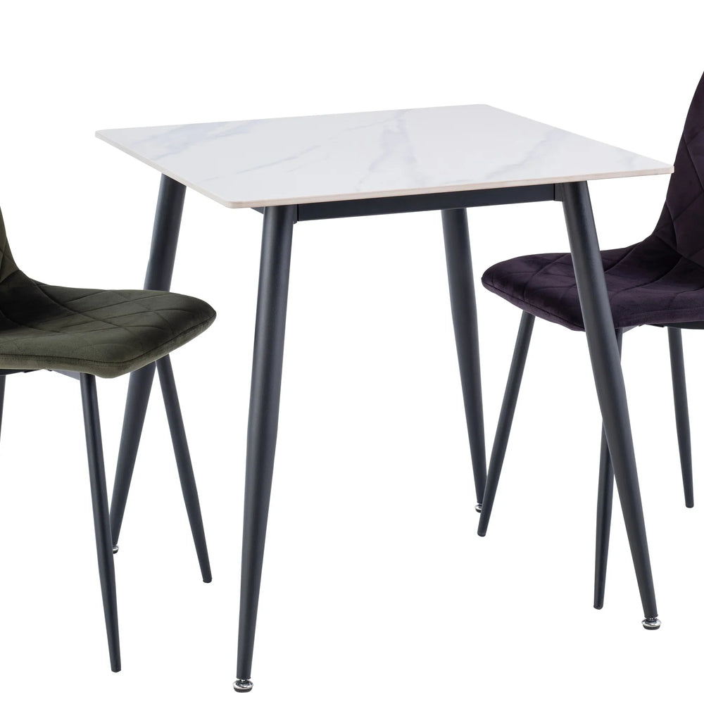 Modern 0.75m Square Dining Table in White and Black Finish