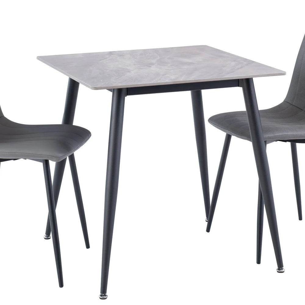 Stylish 0.75m Square Dining Table in Grey with Black Legs