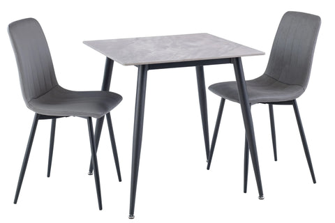 Stylish 0.75m Square Dining Table in Grey with Black Legs