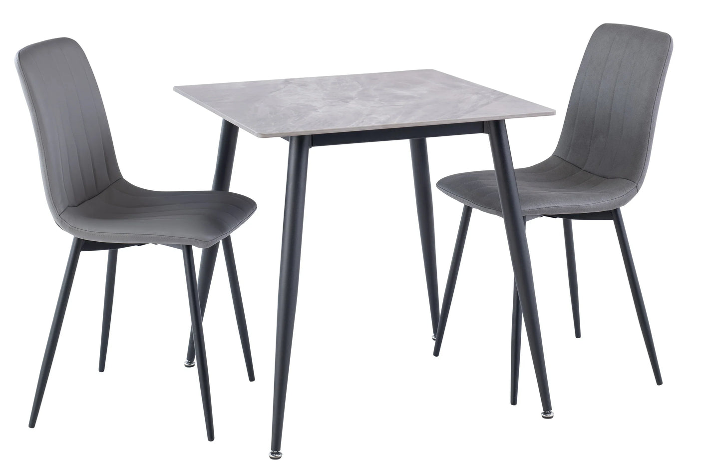 Stylish 0.75m Square Dining Table in Grey with Black Legs