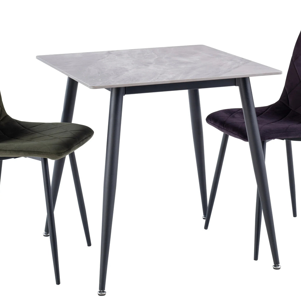 Stylish 0.75m Square Dining Table in Grey with Black Legs