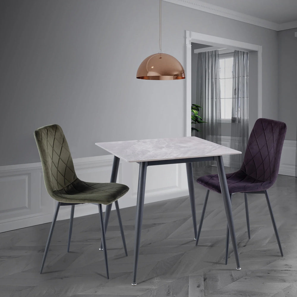 Stylish 0.75m Square Dining Table in Grey with Black Legs