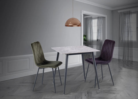 Stylish 0.75m Square Dining Table in Grey with Black Legs