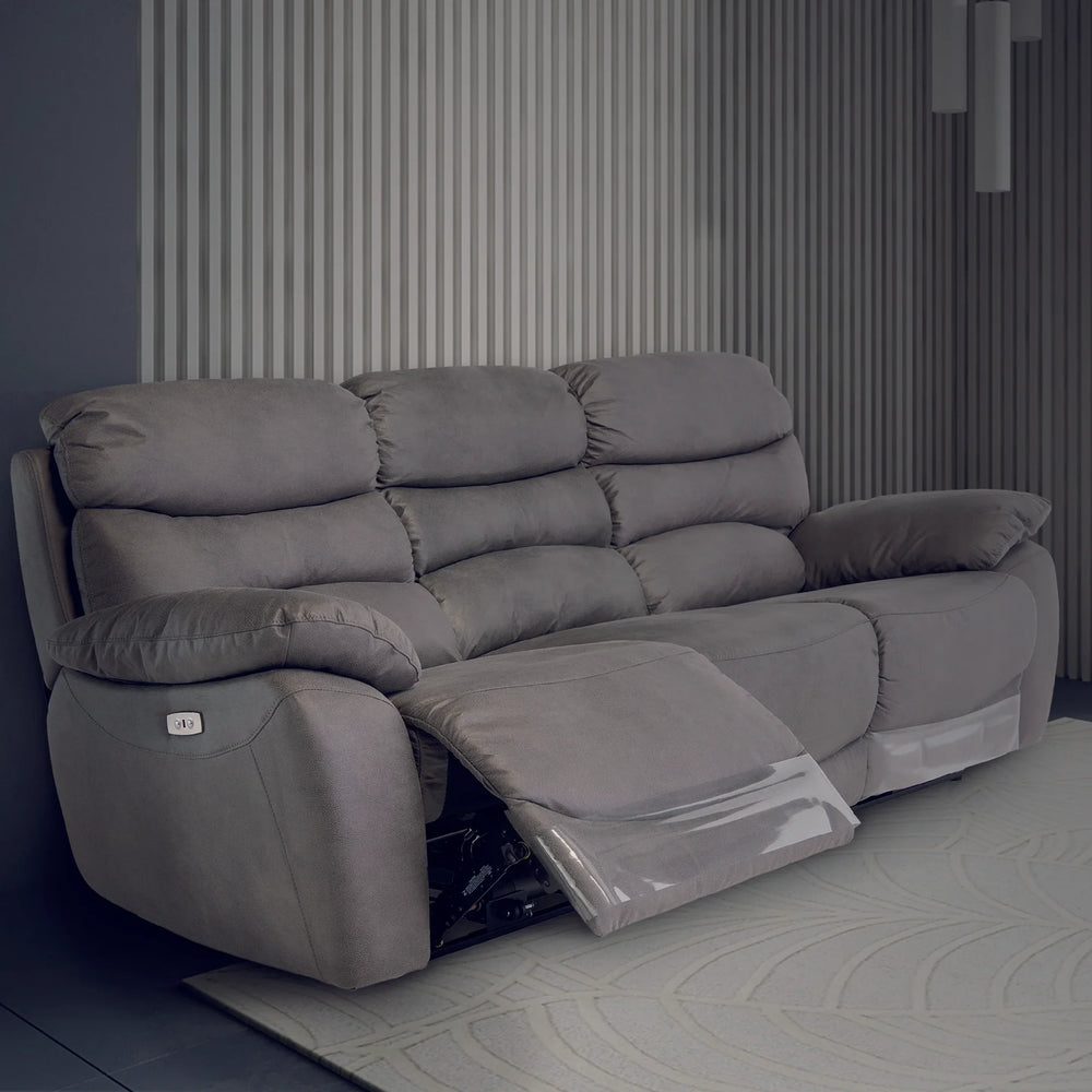 Grey Electric Recliner 3-Seater Sofa for Ultimate Comfort