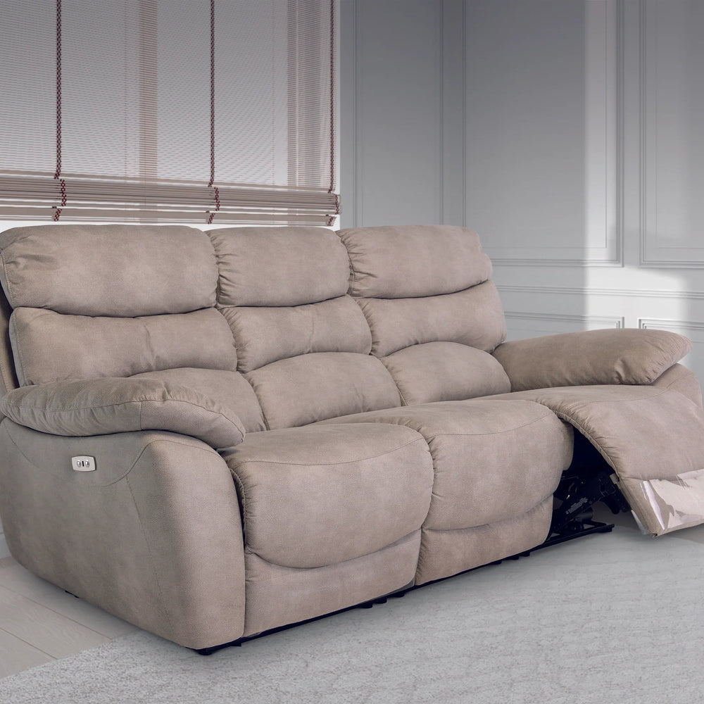 Natural 3-Seater Electric Recliner Sofa for Ultimate Comfort