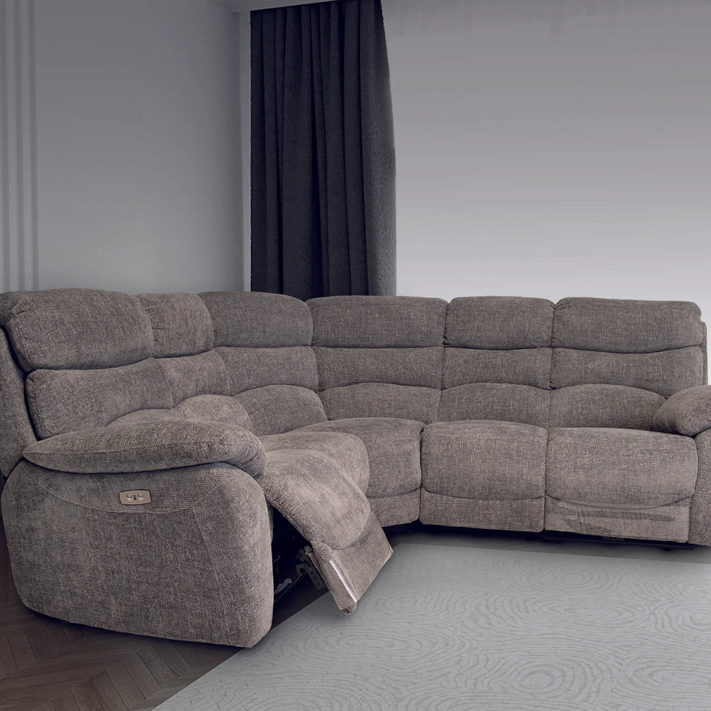 Layla Chanel Fabric Recliner Corner Sofa with USB