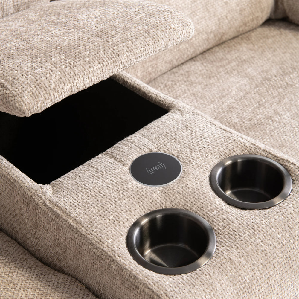 Layla Chanel Fabric Recliner Corner Sofa with USB