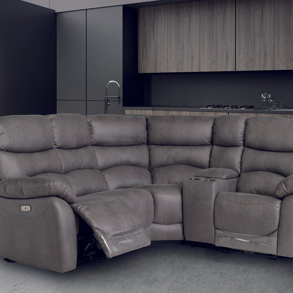Layla Soft-Touch Fabric Recliner Corner Sofa with USB