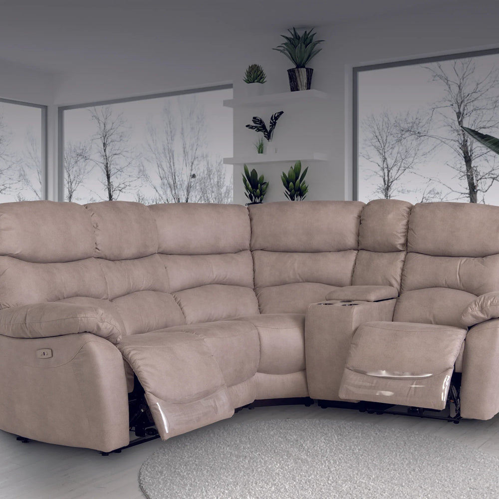 Layla Soft-Touch Fabric Recliner Corner Sofa with USB
