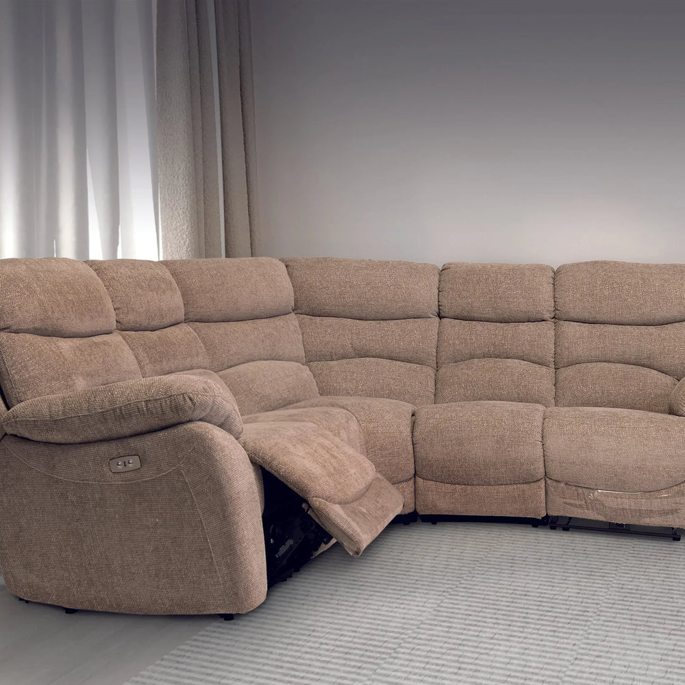 Layla Chanel Fabric Recliner Corner Sofa with USB
